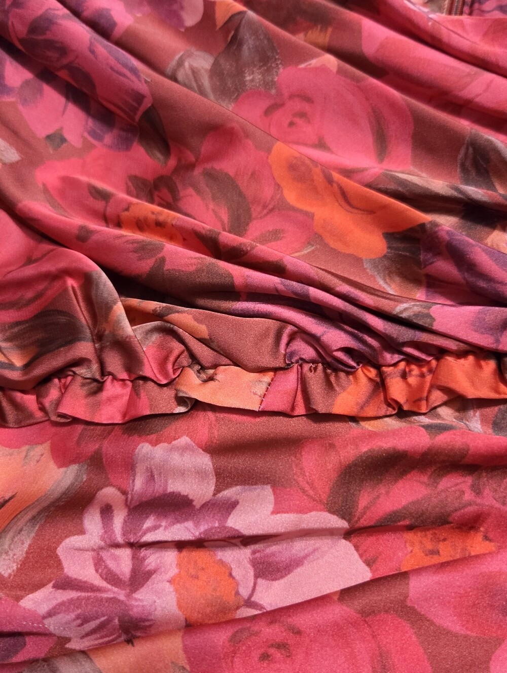 Pink Floral Ruched Ruffle Mini Skirt Size S - Picture 4 of 7